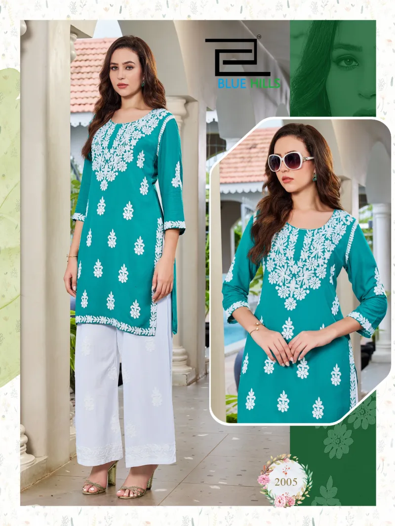 Messi Vol 3 By Blue Hills Rayon Thread Work Kurti With Bottom